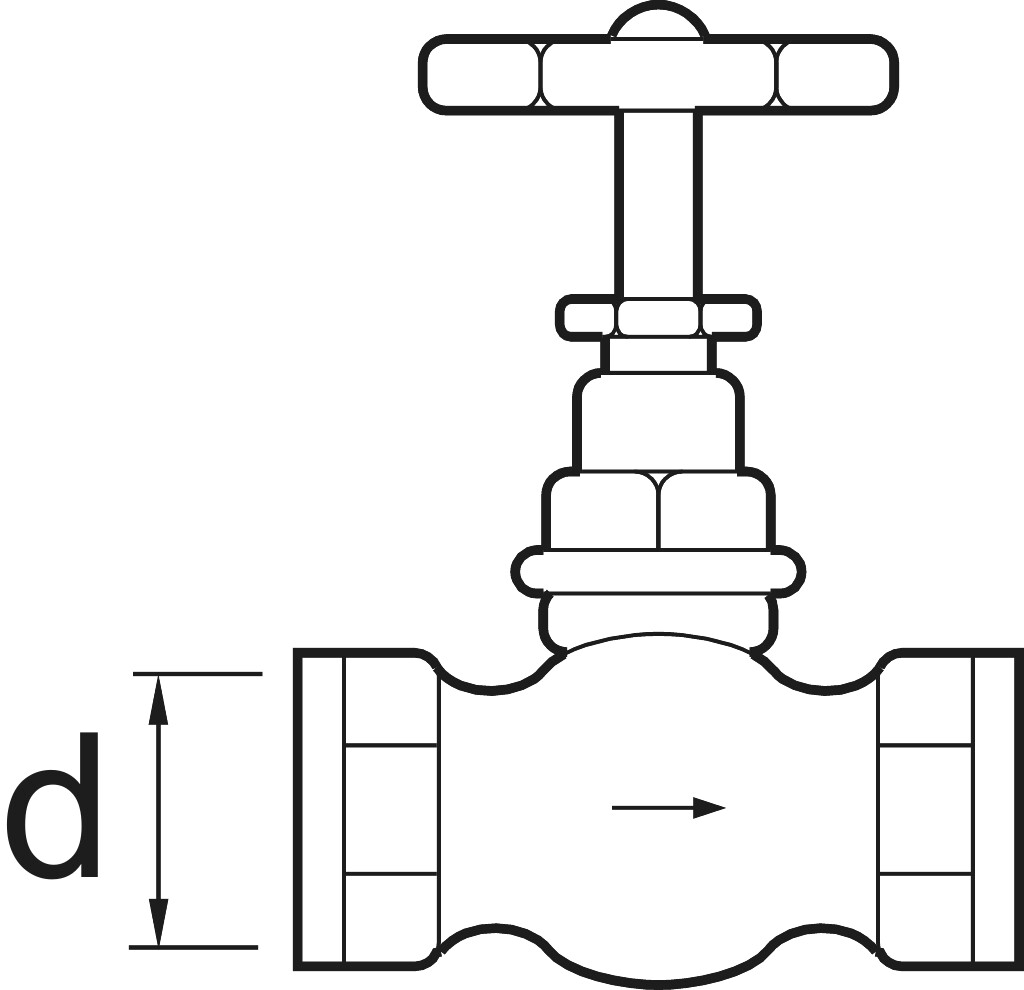Durchgangsventil  1 1/2 "  Ms  ohne Entlüftung